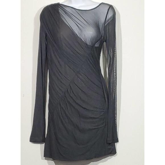 Rag & Bone 6 Sexy Risque Sheer Long Sleeve Ruched Cocktail Evening Party Dress - Picture 2 of 13